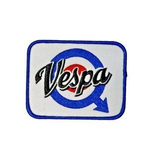 Vespa Racing Blue Scooter Premium 3in Embroidered Iron-on Patch